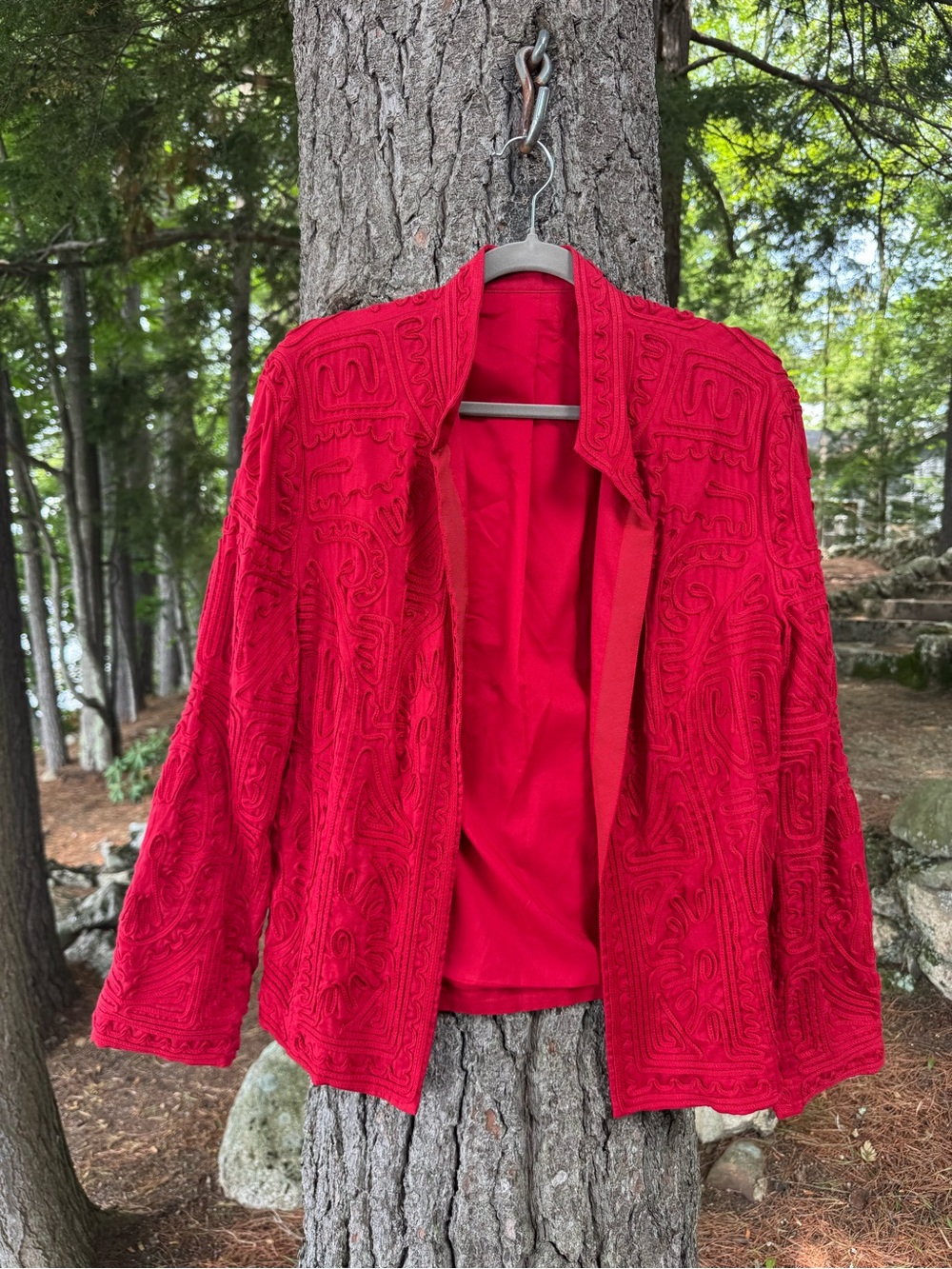 Chico's Red Ribbon Textured Jacket M/L
